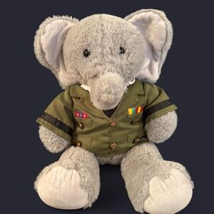 2019 Build-A-Bear Gray Elephant in Green Jacket